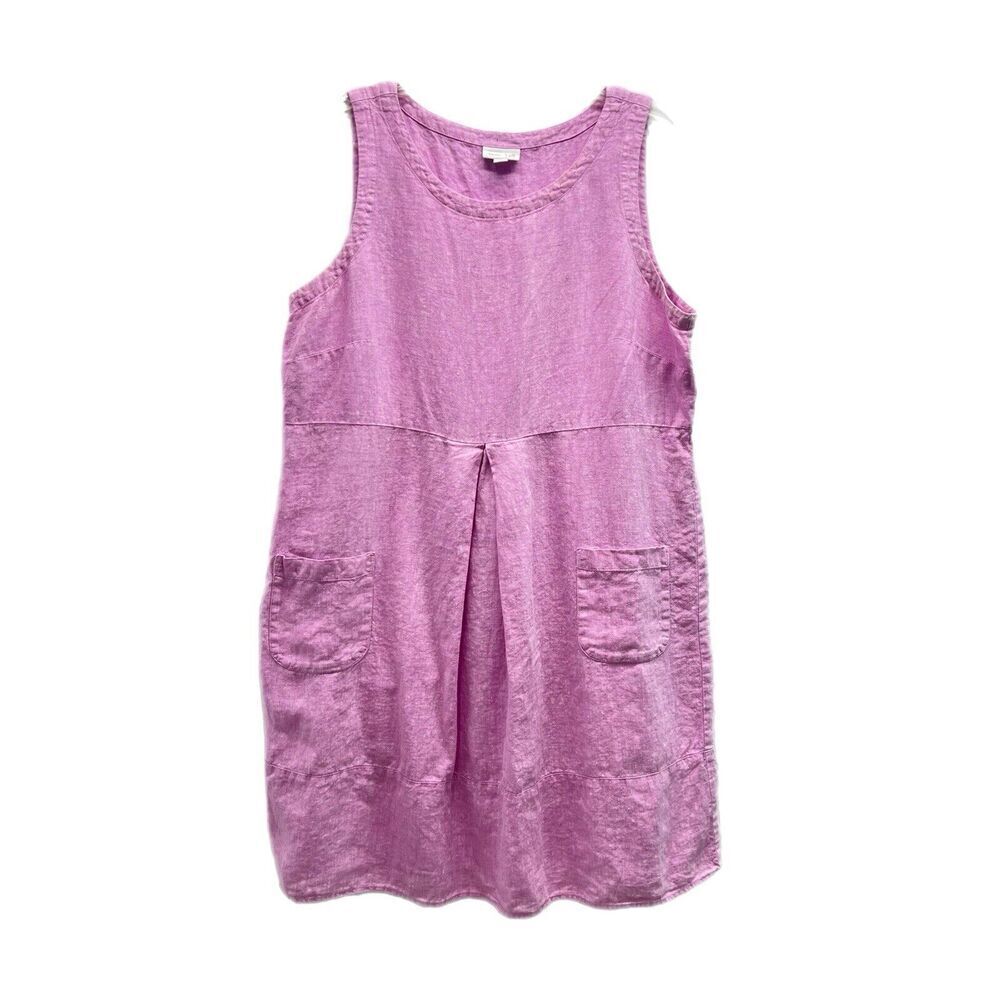 J. Jill Love Linen 100% Linen Sleeveless Shift Dress PL Petite Lilac Beach Pocke
